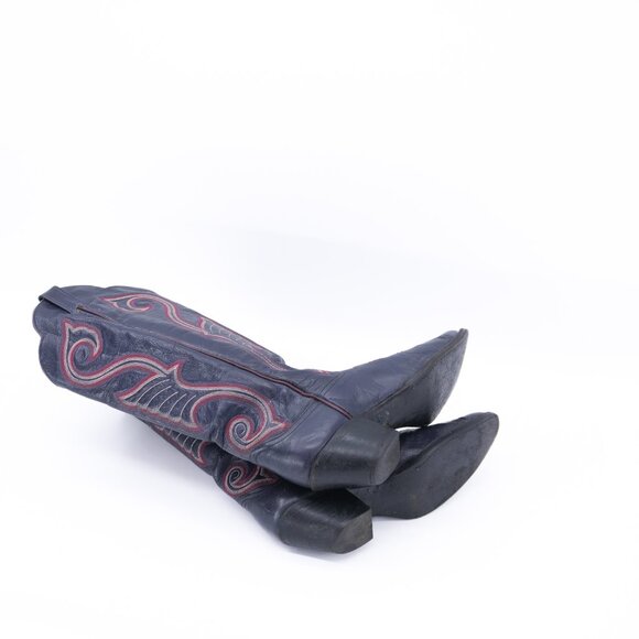 Cowgirl Boots Vintage Purple Western Tall 1970s Decorated Cowboy Boots Leather - Picture 6 of 12